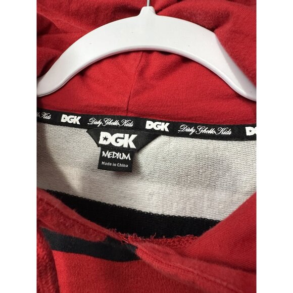 Red & Gray Striped DGK Hoodie With Kangaroo Pocket & Drawstring Hood - Picture 3 of 3